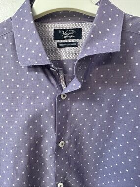 Original Penguin Heritage Slim Fit Men's Purple Dot Dress Shirt size 16 1/2
